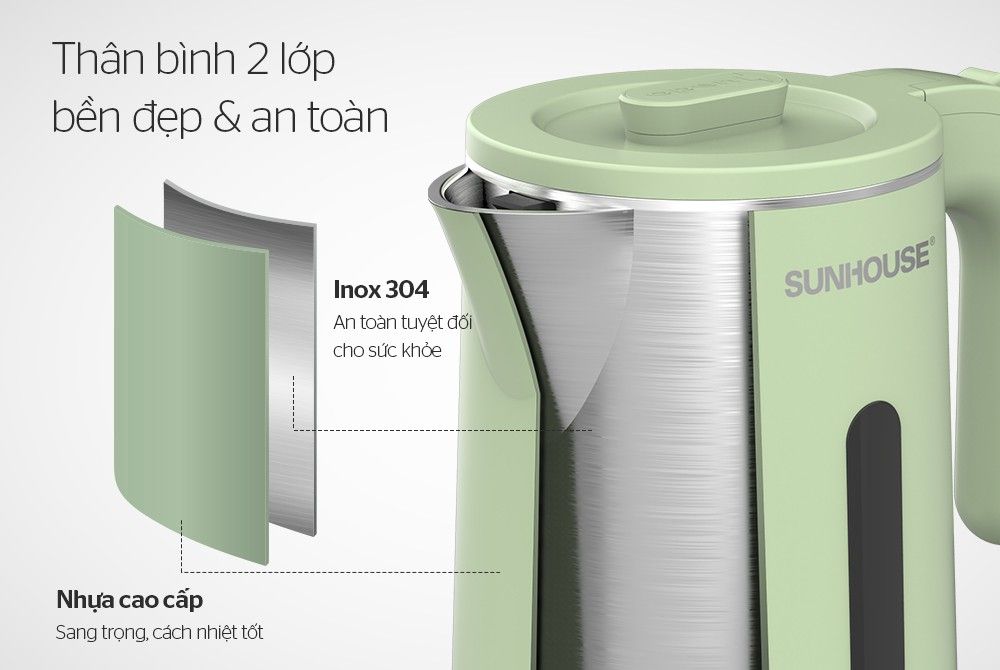 ẤM SIÊU TỐC INOX 2 LỚP 1.8L SUNHOUSE SHD1353