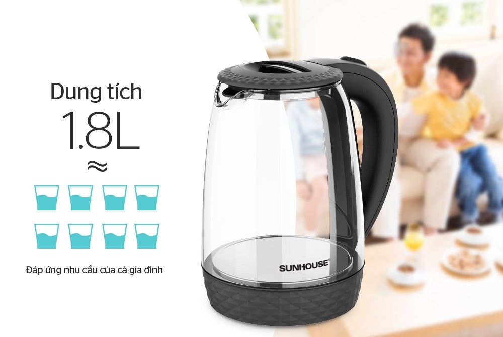 ẤM SIÊU TỐC THỦY TINH SUNHOUSE SHD1215