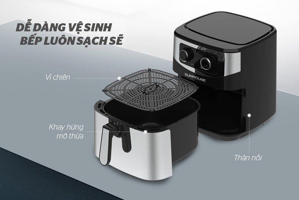 Nồi Chiên Không Dầu Sunhouse SHD4035 – 9 L, Rapid Air, 1800 W