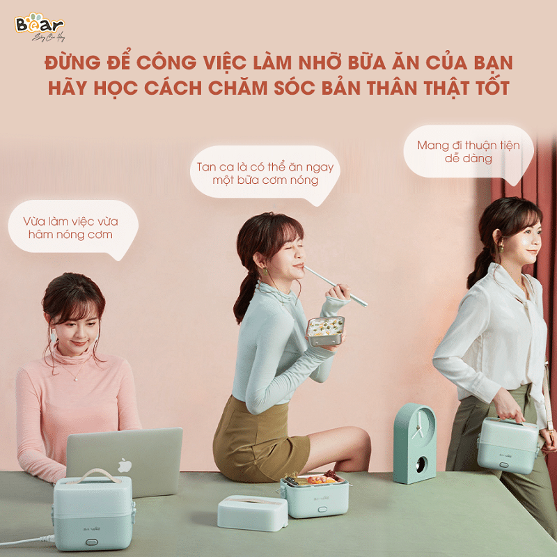 Hộp cơm cắm điện Bear 2 ngăn SB-HC12L