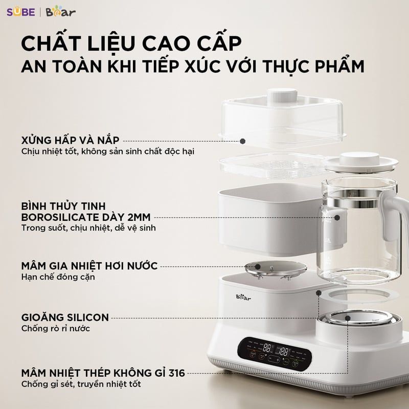 Máy đun nước hâm sữa tiệt trùng Bear WW-5H12V78
