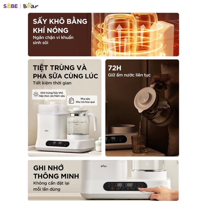 Máy đun nước hâm sữa tiệt trùng Bear WW-5H12V78