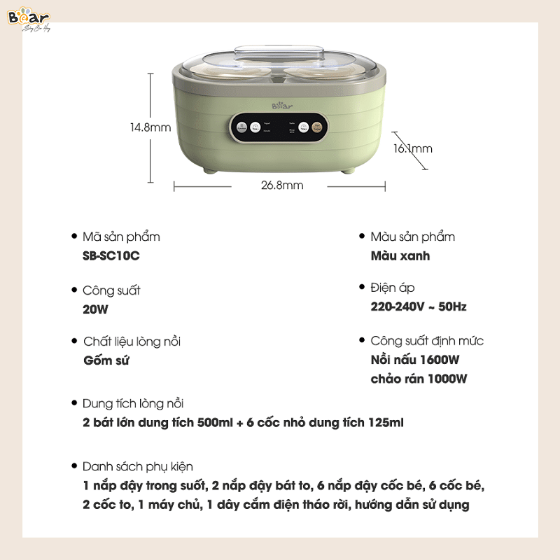 Máy làm sữa chua Bear SB-SC10C