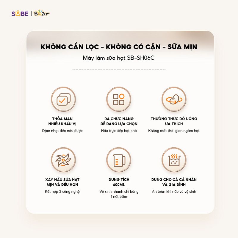 Máy làm sữa hạt Bear 0.6L SB-SH06C