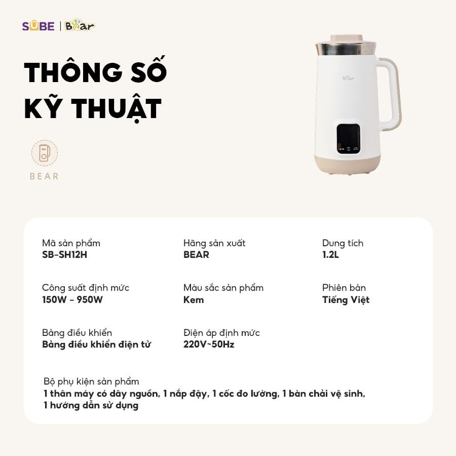 Máy làm sữa hạt Bear 1,2L SB-SH12H