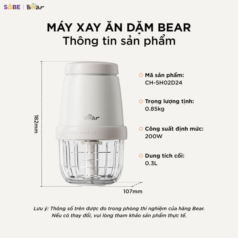 Máy xay ăn dặm Bear 0.3L CH-5H02D24
