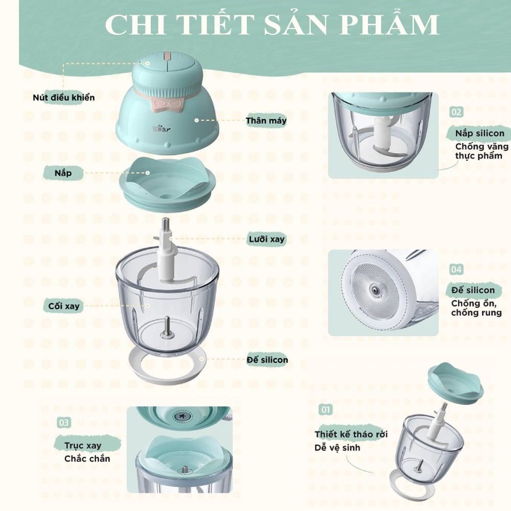 Máy xay ăn dặm Bear 0,6L GR-B06V1