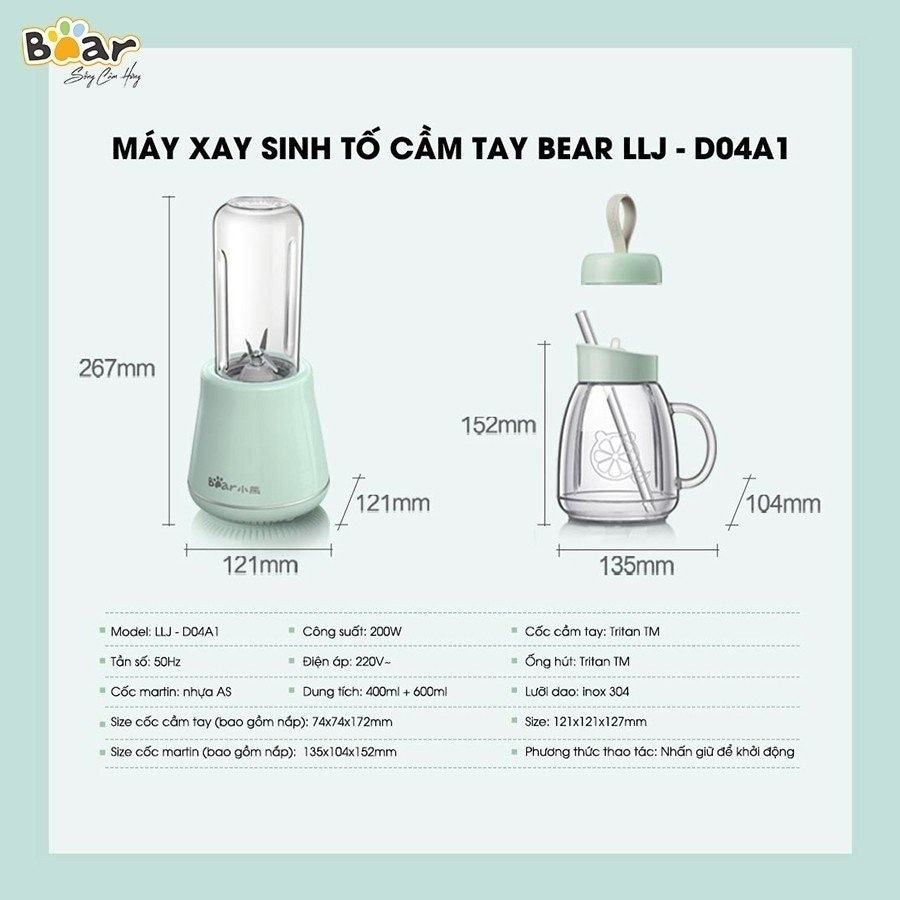 Máy xay sinh tố cầm tay Bear LLJ-D04A1