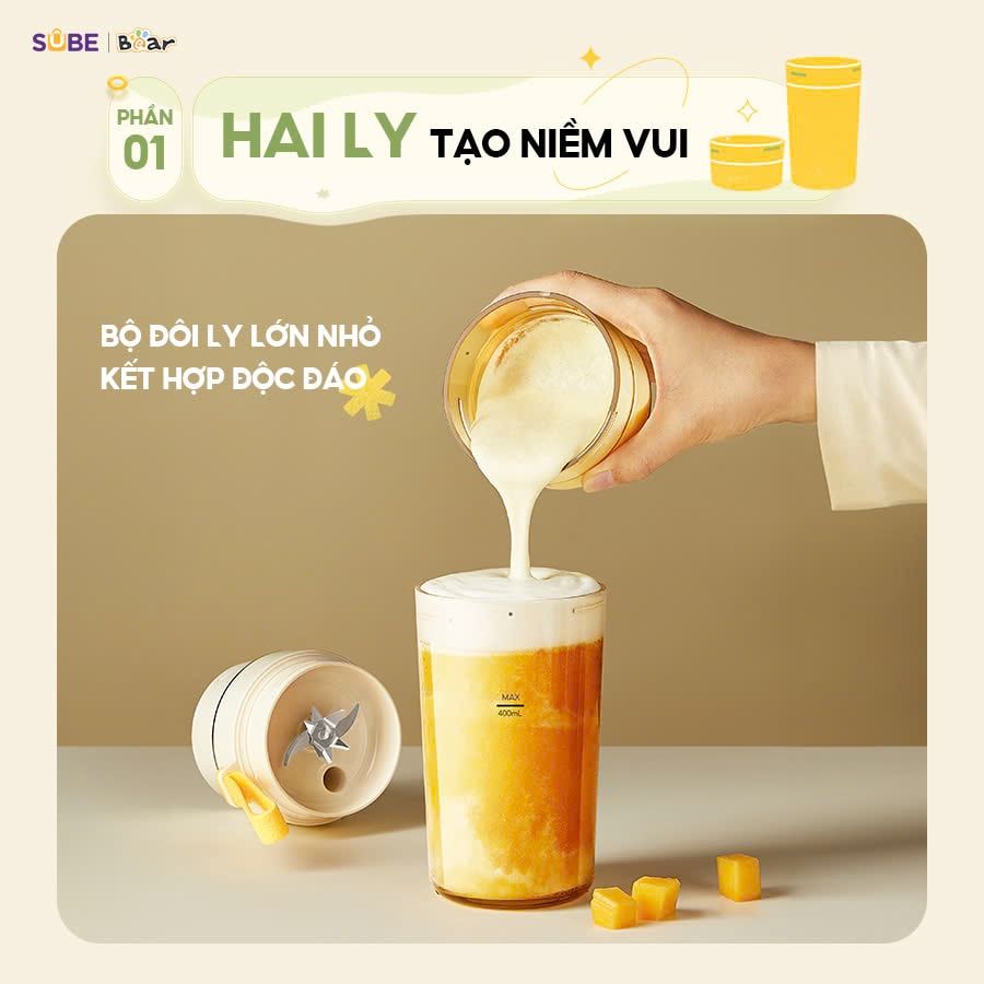 Máy xay sinh tố cầm tay Bear SB-MX04K