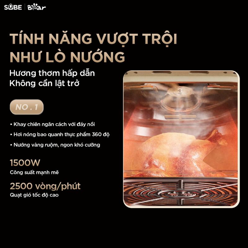 Nồi chiên không dầu Bear 5L AF-5H15I52