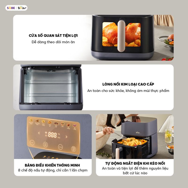 Nồi chiên không dầu Bear 6L AF-5H19I45