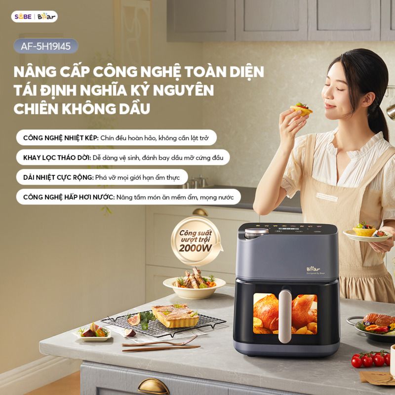 Nồi chiên không dầu Bear 6L AF-5H19I45