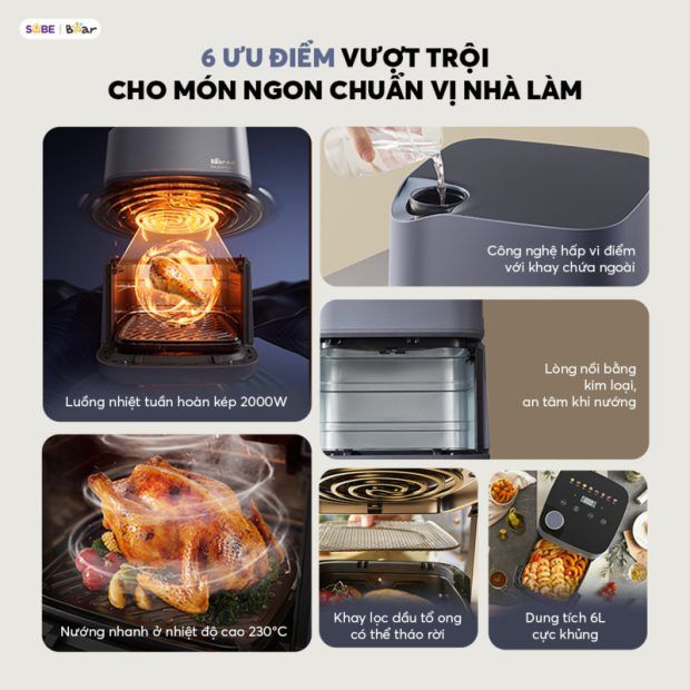 Nồi chiên không dầu Bear 6L AF-5H19I45
