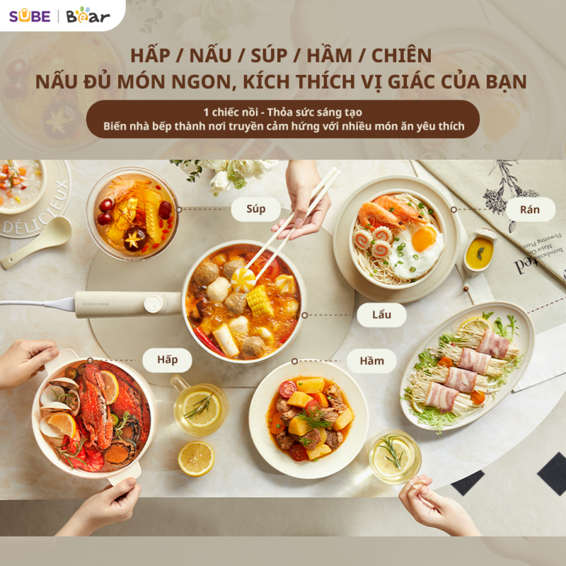 Nồi điện đa năng Bear 1.6L MC- 4H16F