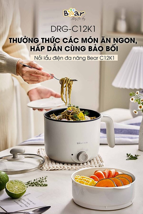 Nồi lẩu mini đa năng 1.2L Bear DRG-C12K1