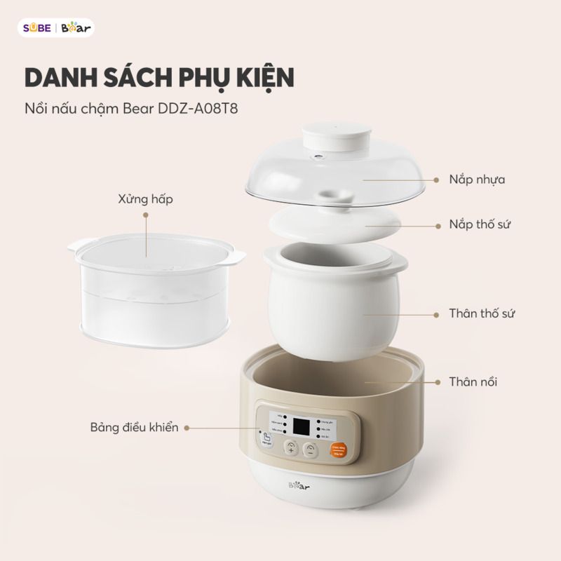 Nồi nấu chậm Bear 0.8L DDZ-A08T8
