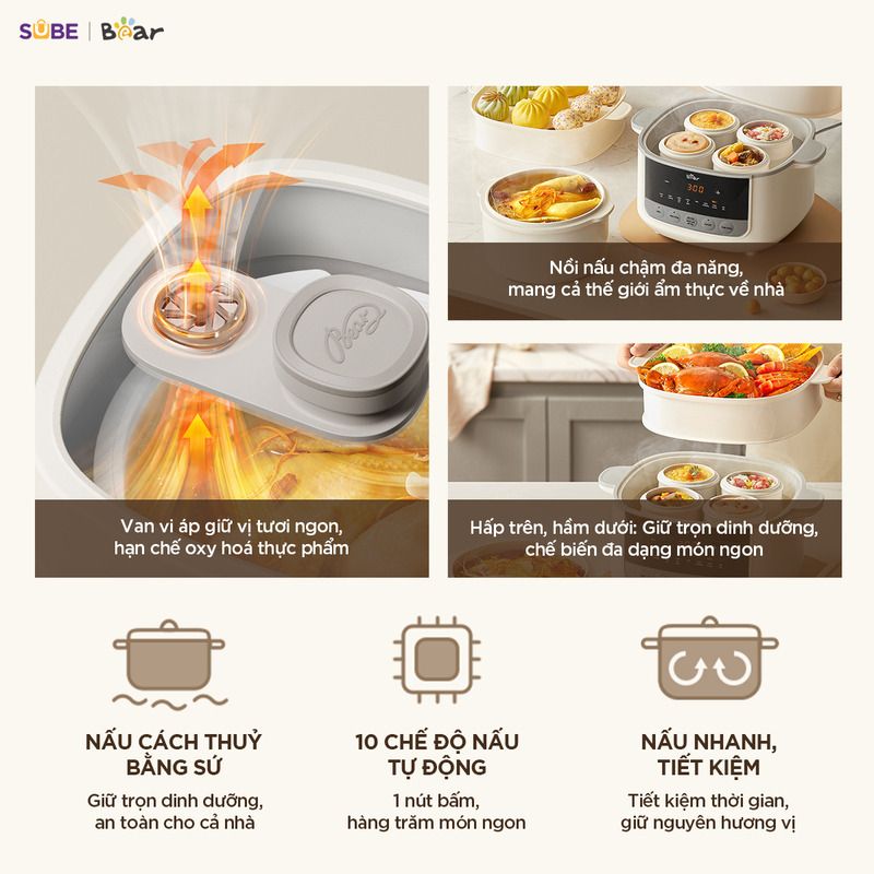 Nồi nấu chậm Bear 2.5L SC-5H25M34
