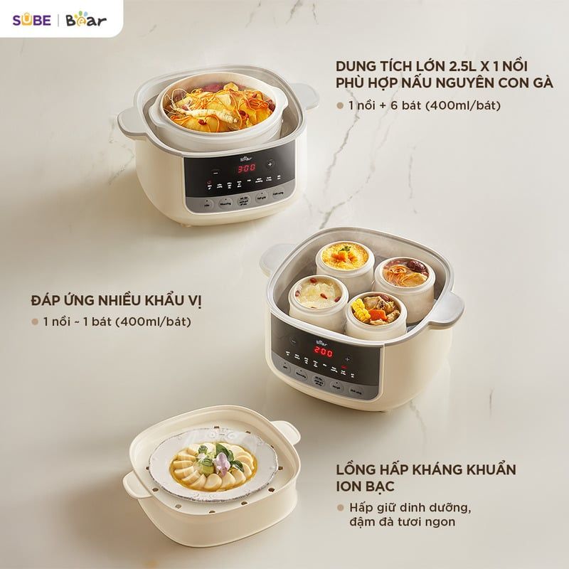 Nồi nấu chậm Bear 2.5L SC-5H25M34