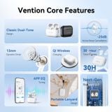  Tai Nghe Bluetooth TWS VENTION ECHO LITE E11 Pro NBVPro (Bluetooth V6.0, 6H, 13mm Dynamic Drivers, IPX4, -25dB ANC, Qi Wireless Charging) 