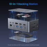  Trạm Sạc Đa Năng 13-in-1 VENTION TFX 8K (Thunderbolt 3/4, 8K@30Hz, TRRS Headset Jack, Interactive Touchscreen, Hidden Dual-Side Storage, Advanced Multi-Layer Cooling) 