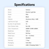  Đèn Treo Màn Hình Chống Chói Bảo Vệ Mắt VENTION PDA (3-Level Color Temp, Brightness Memory Function, Asymmetric Light Source, 6000K, Ra ≥ 80) 