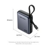  Pin Dự Phòng Kèm Cáp Type-C + Lightning VENTION FKM 10000mAh 45W (1*Type-C port, Digital Display) 