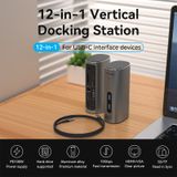  Hub Mở Rộng Kết Nối Đa Năng 12-in-1 VENTION TPJ (Type-C to HDMI/VGA/USB3.1Gen 2/Type C 3.1Gen2/USB3.0*2/RJ45/SD/TF/3.5mm/PD/DC Docking Station EU) 