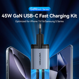  Bộ Sạc Nhanh 2-Port USB (C + C) GaN Charger  VENTION TZ-FCDH0-EU - EU Plug (45W/45W, with USB-C to USB-C Cable, 1M) 