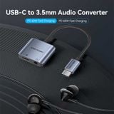  Đầu Chuyển Âm Thanh USB-C Male to 3.5mm Female Kèm Cổng Sạc Nhanh VENTION BIG (PD60W, 32bit/384KHz, Hi-Fi, DAC) 