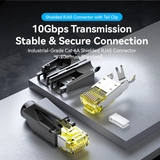  Đầu Nối Mạng Cat6A FTP 8P8C RJ45 Modular Plug DE Standard VENTION IDN 