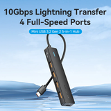  HUB Mở Rộng Đa Năng USB-C to USB 3.2 Gen 2 Type-A x 4/PD 10G VENTION CKC (100W, 10Gbps) 