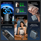  Pin Dự Phòng 10000mAh USB-C + USB-C/Lightning VENTION FHF (with Built-in USB-C and Lightning Cables, 35W) 