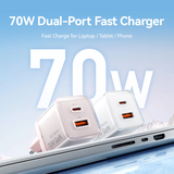  Củ Sạc 2-Port USB (C + A) GaN Charger VENTION FCG - EU Plug (70W/22.5W, GaN V) 