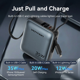  Pin Dự Phòng 10000mAh USB-C + USB-C/Lightning VENTION FHF (with Built-in USB-C and Lightning Cables, 35W) 