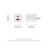  Củ Sạc Nhanh 2-Port USB (C + A) GaN Charger VENTION FCE - US Plug (30W/30W, GaN V) 