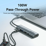  HUB Mở Rộng Đa Năng 5-in-1 USB-C Docking Station VENTION TGL (4K@30Hz, 100W, 5Gbps/480Mbps) 