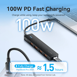  HUB Mở Rộng Đa Năng USB-C to USB 3.2 Gen 2 Type-A x 4/PD 10G VENTION CKC (100W, 10Gbps) 