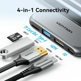  HUB Chuyển Đa Năng 4-in-1 USB-C Cable-Free VENTION THY (10Gbps, 100W, 4K@60Hz) 