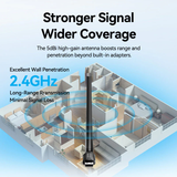  AX300 USB Wi-Fi Single Band Adapter With High Gain Antenna VENTION KDV (Wi-Fi 6, 5dBi Antenna, 2.4GHz) 