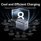  Bộ Sạc Nhanh 2-Port USB (C + C) GaN Charger  VENTION TZ-FCDH0-EU - EU Plug (45W/45W, with USB-C to USB-C Cable, 1M) 