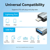  Đầu Chuyển OTG USB-A Female to Lightning Male OTG Adapter VENTION CUC (USB 2.0, 480Mbps) 