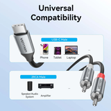  Cáp Chuyển Âm Thanh USB-C Male to 2RCA Male VENTION BIK (48K/16bit, DAC) 