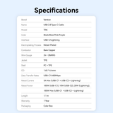  Cáp Sạc Dây Rút Đa Năng 3-in-1 C to L+2C VENTION TRK 100W (1.1m, 5A, 480Mbps) 