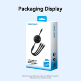  Cáp Sạc Dây Rút Đa Năng 3-in-1 C to L+2C VENTION TRK 100W (1.1m, 5A, 480Mbps) 