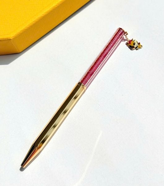  Crystalline Dragon & Phoenix ballpoint pen Octagon shape, Dragon, Red, Gold-tone plated 