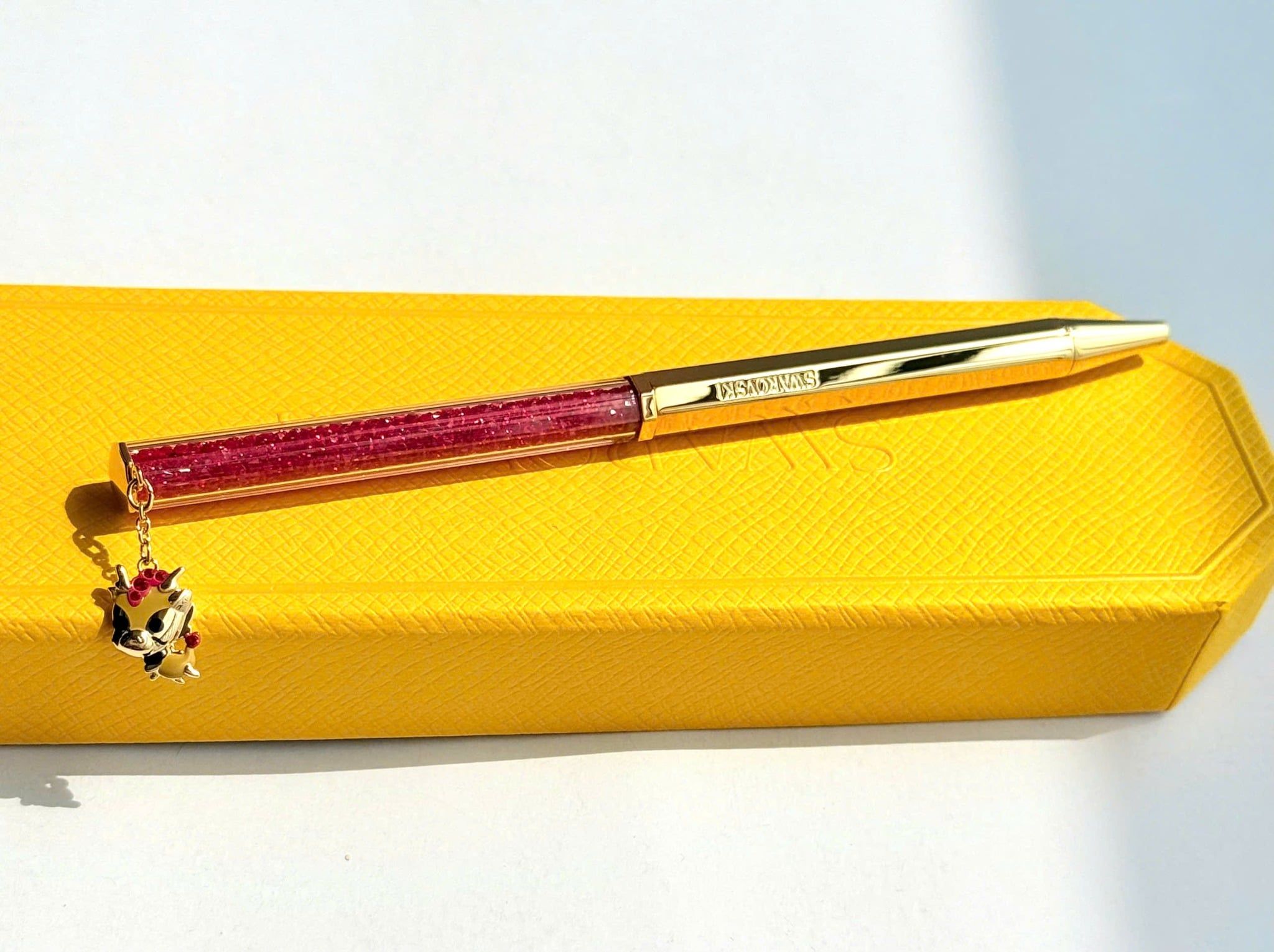  Crystalline Dragon & Phoenix ballpoint pen Octagon shape, Dragon, Red, Gold-tone plated 