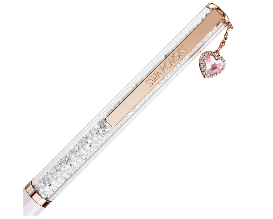  Bút ký Crystalline charm tim hồng - Crystalline ballpoint pen Heart, Pink, Pink lacquered, Rose gold-tone plated 