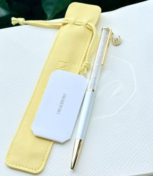  Bút ký Crystalline charm móng ngựa - Crystalline ballpoint pen Horse shoe, White, White lacquered, Gold-tone plated 