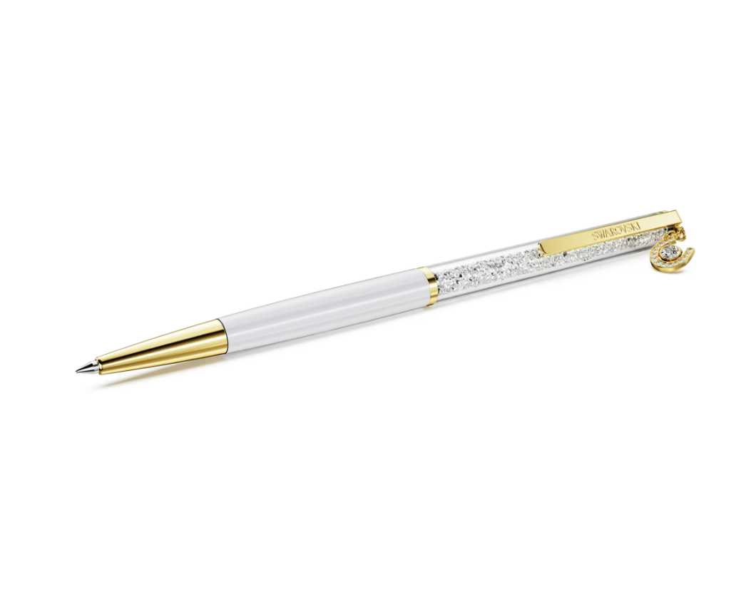  Bút ký Crystalline charm móng ngựa - Crystalline ballpoint pen Horse shoe, White, White lacquered, Gold-tone plated 