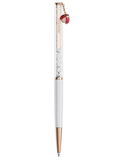  Bút ký Crystalline charm bọ rùa đỏ - Crystalline ballpoint pen Ladybug, White, Red lacquered, Rose gold-tone plated 